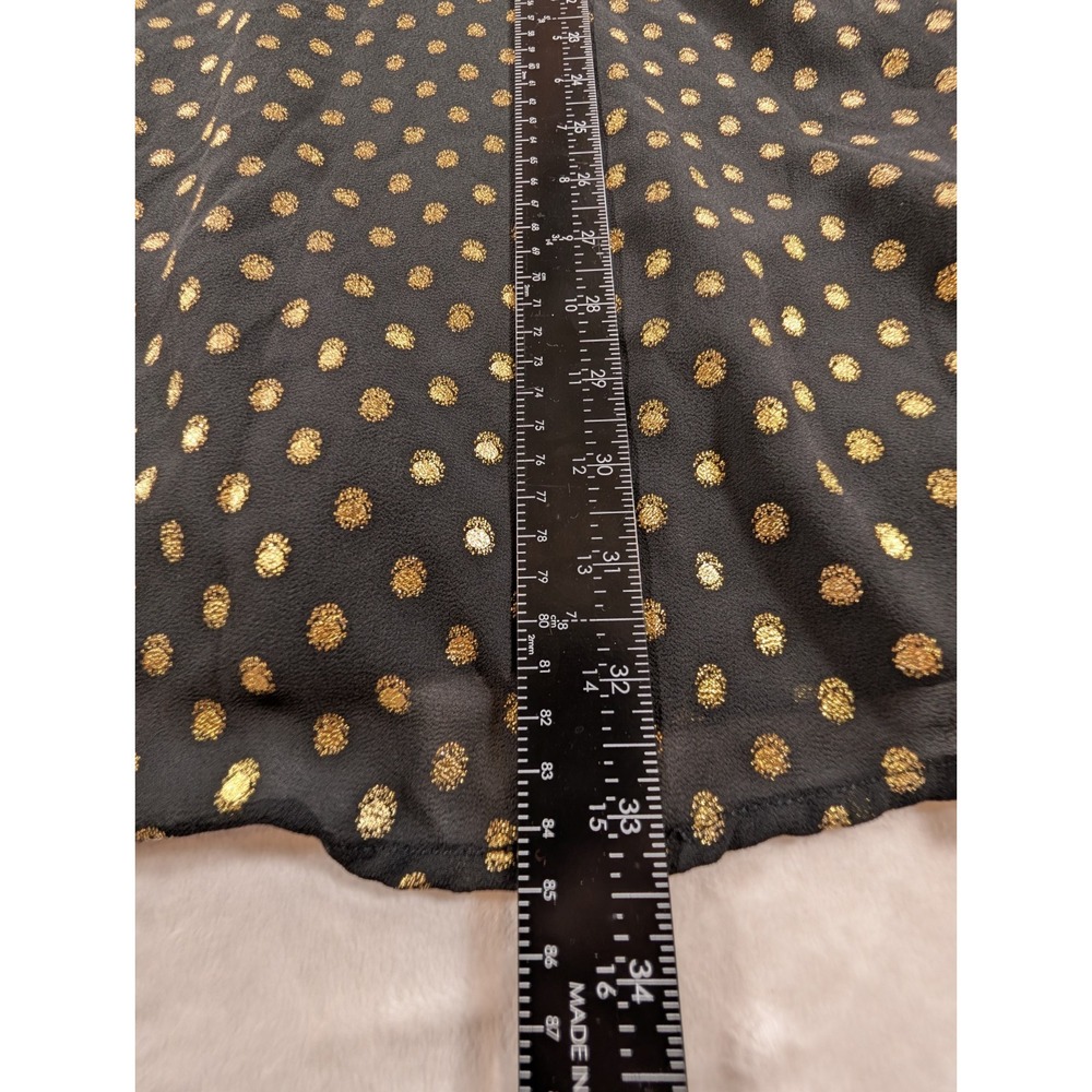 Altar'd State Women's Black Gold Polka Dot Dress Size S Deep V Neck Long Sleeve - Picture 10 of 11